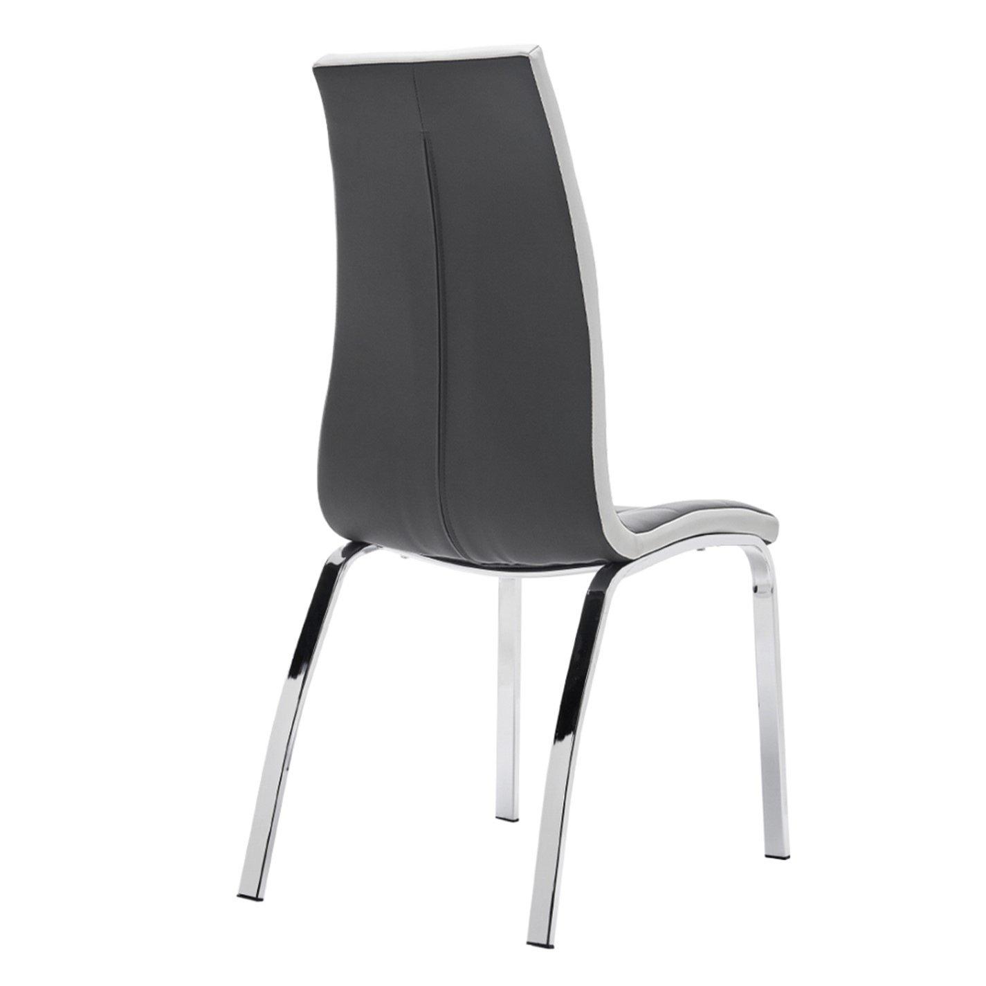 Grey - Kabinet UK - Grey Faux Leather Dining Chair with Metal Legs - 5