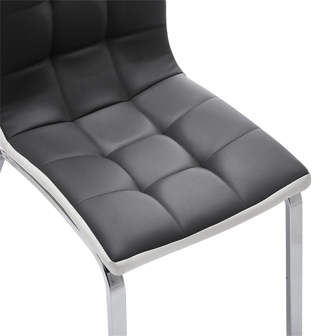 Grey - Kabinet UK - Grey Faux Leather Dining Chair with Metal Legs - 7