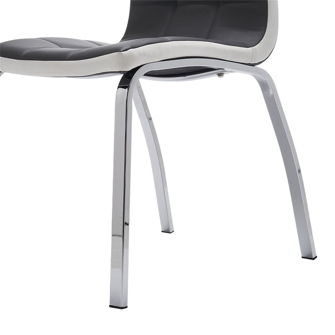 Grey - Kabinet UK - Grey Faux Leather Dining Chair with Metal Legs - 9