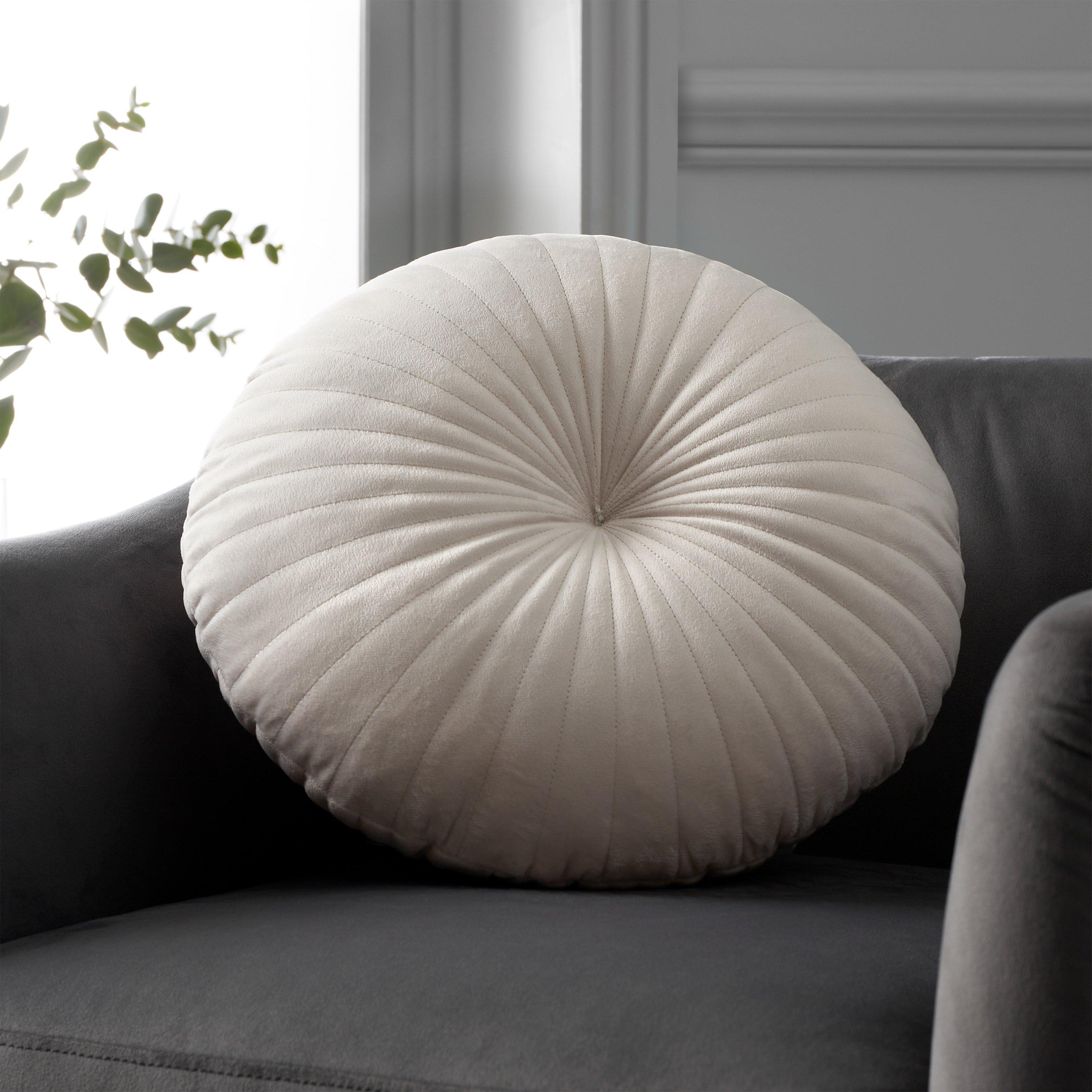 Catherine Lansfield  Round Cushion Soft Touch Cushion - Natural - 40x40cm