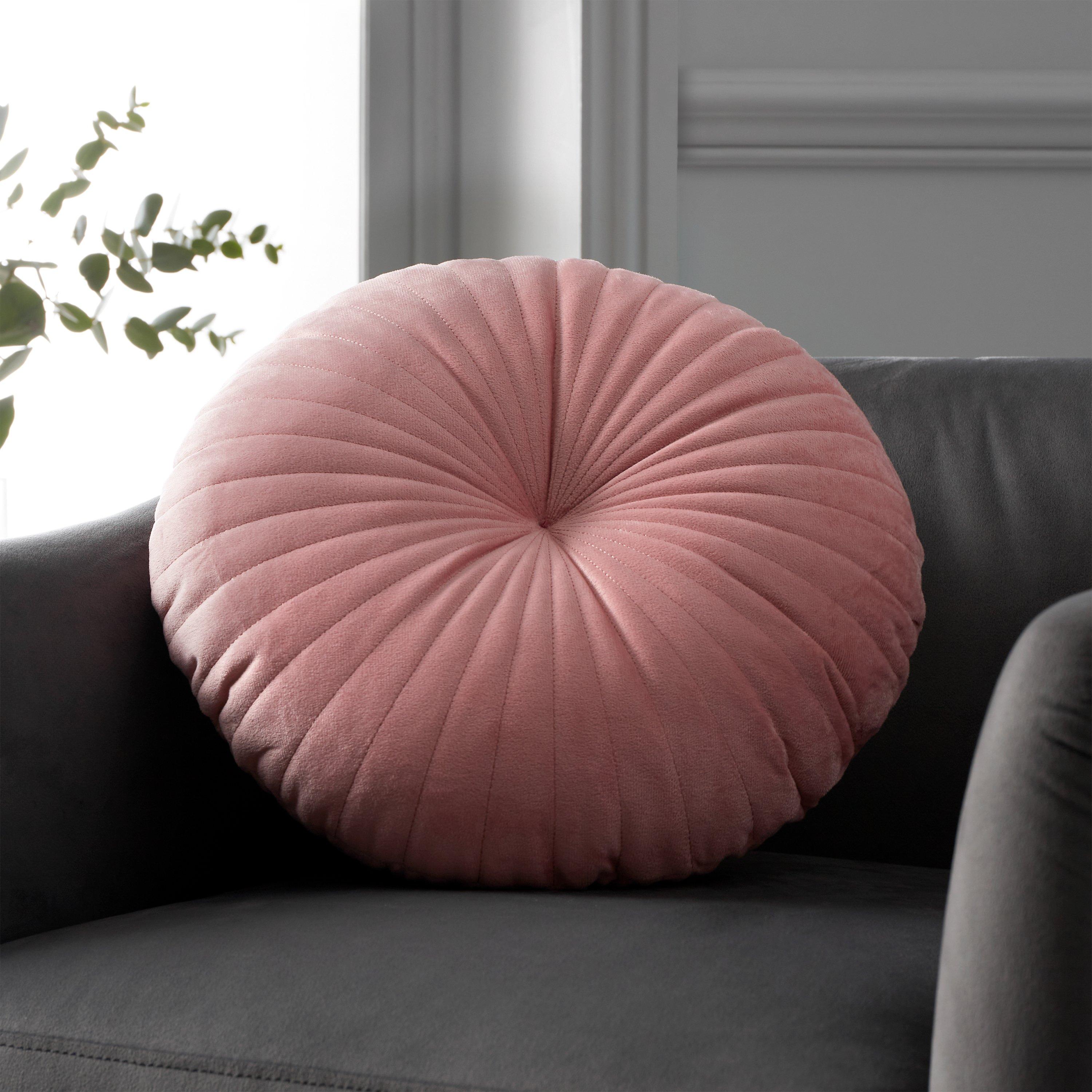 Catherine Lansfield  Round Cushion Soft Touch Cushion - Pink - 40x40cm