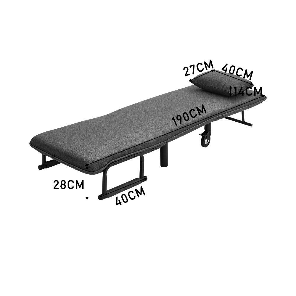 Black Grey - Kabinet UK - 3-in-1 Lounge and Sofa Bed with Pillow - 10