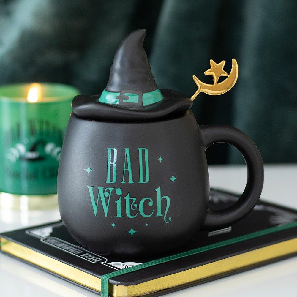Something Different  Black Bad Witch Lidded Mug With Spoon
