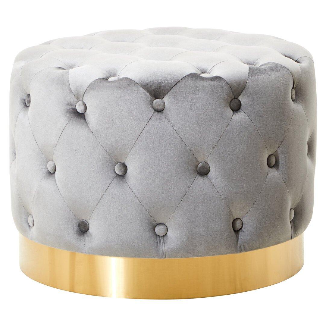 Interiors By Premier  Loretta Velvet Stool With Matte Gold Finish M Grey