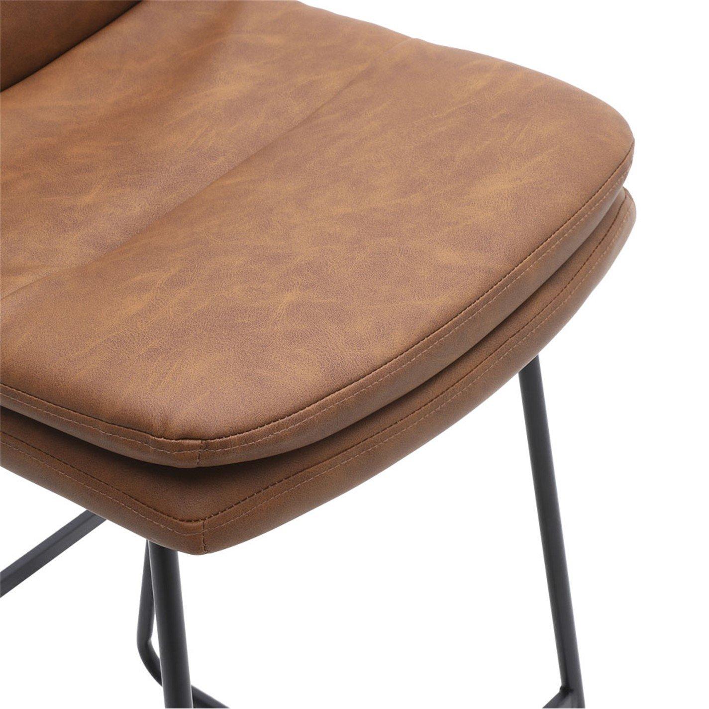 Brown - Kabinet UK - 2Pcs Modern Faux Leather Breakfast Bar Stool - 7