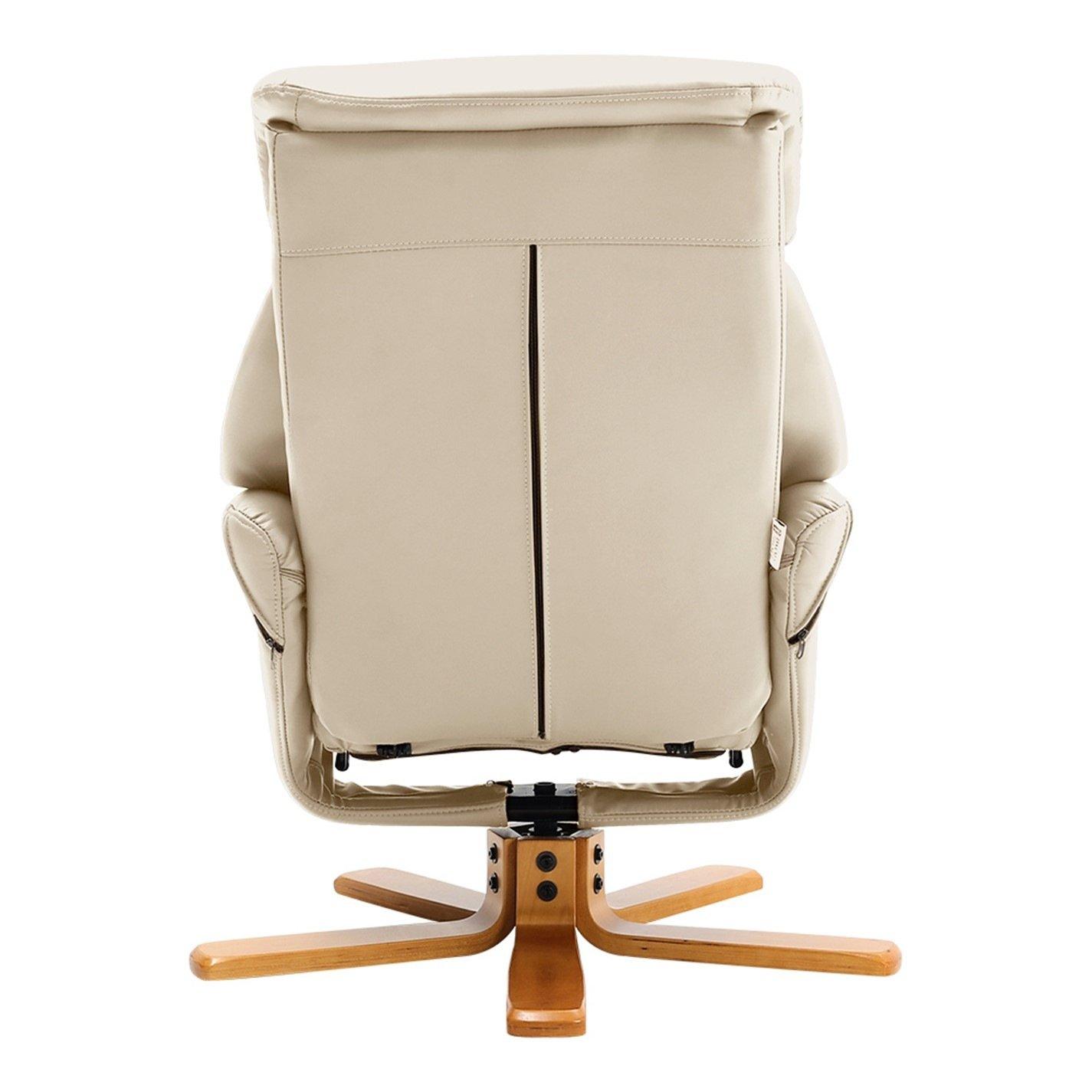 Brown - Kabinet UK - Swivel Linen Lounge Recliner with Ottoman - 5