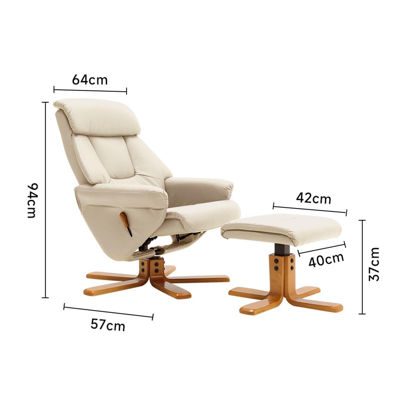 Brown - Kabinet UK - Swivel Linen Lounge Recliner with Ottoman - 8