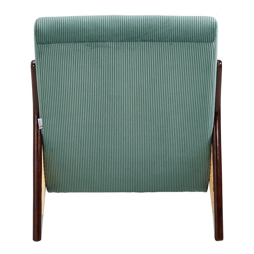 Green - Kabinet UK - Corduroy Armchair with Rattan Armrest - 7
