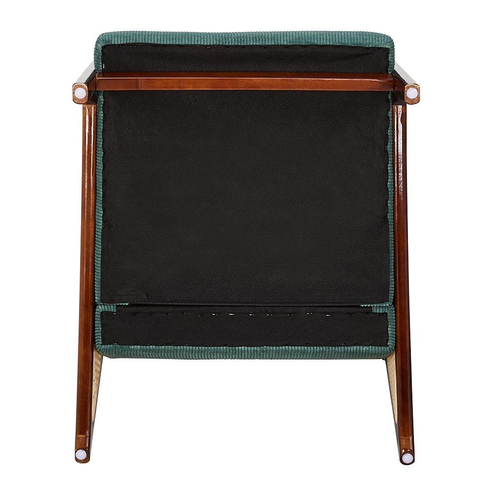 Green - Kabinet UK - Corduroy Armchair with Rattan Armrest - 8