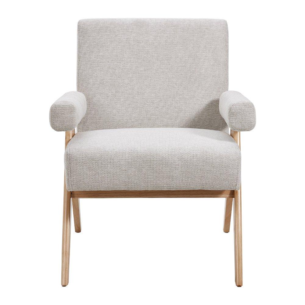 White - Kabinet UK - Linen Upholsteried Wooden Armchair - 3