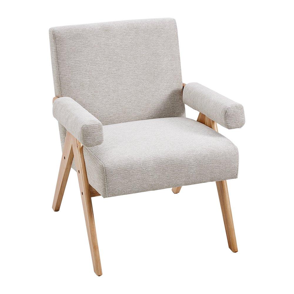White - Kabinet UK - Linen Upholsteried Wooden Armchair - 4