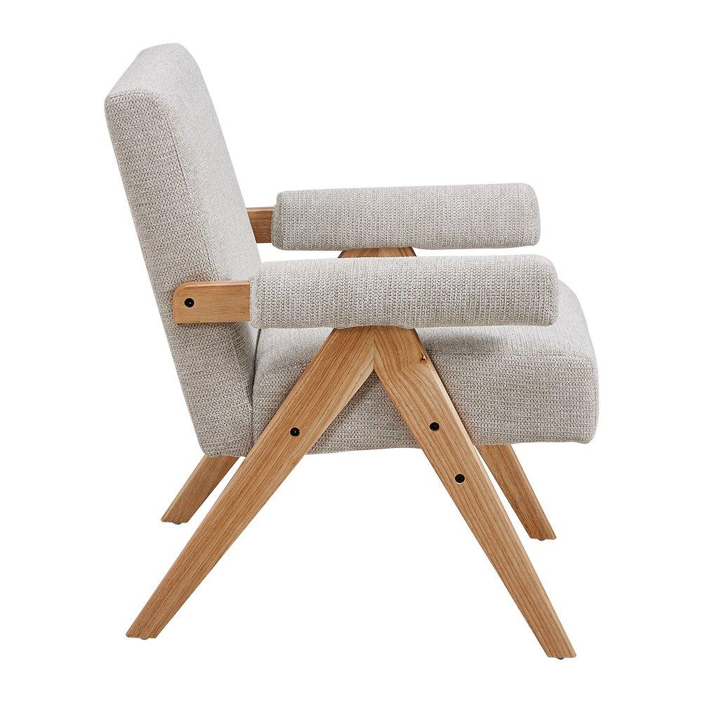 White - Kabinet UK - Linen Upholsteried Wooden Armchair - 5
