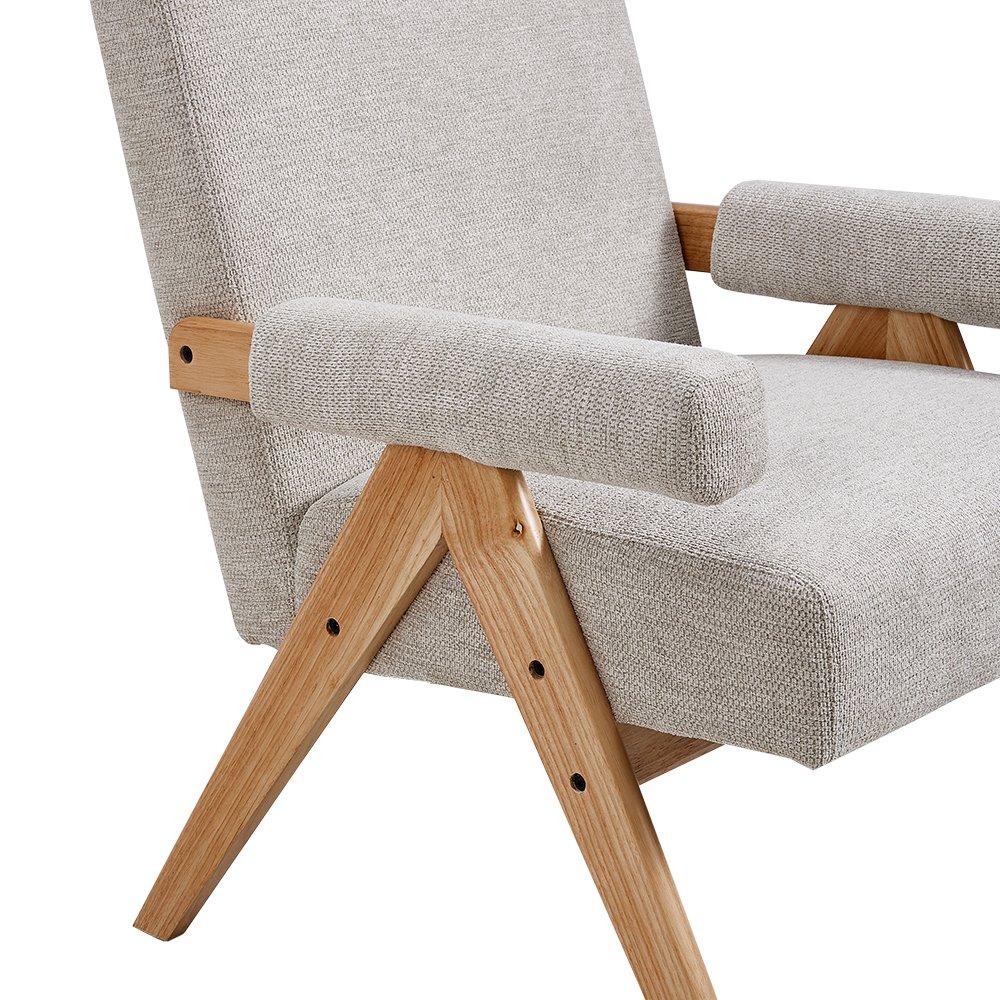 White - Kabinet UK - Linen Upholsteried Wooden Armchair - 9