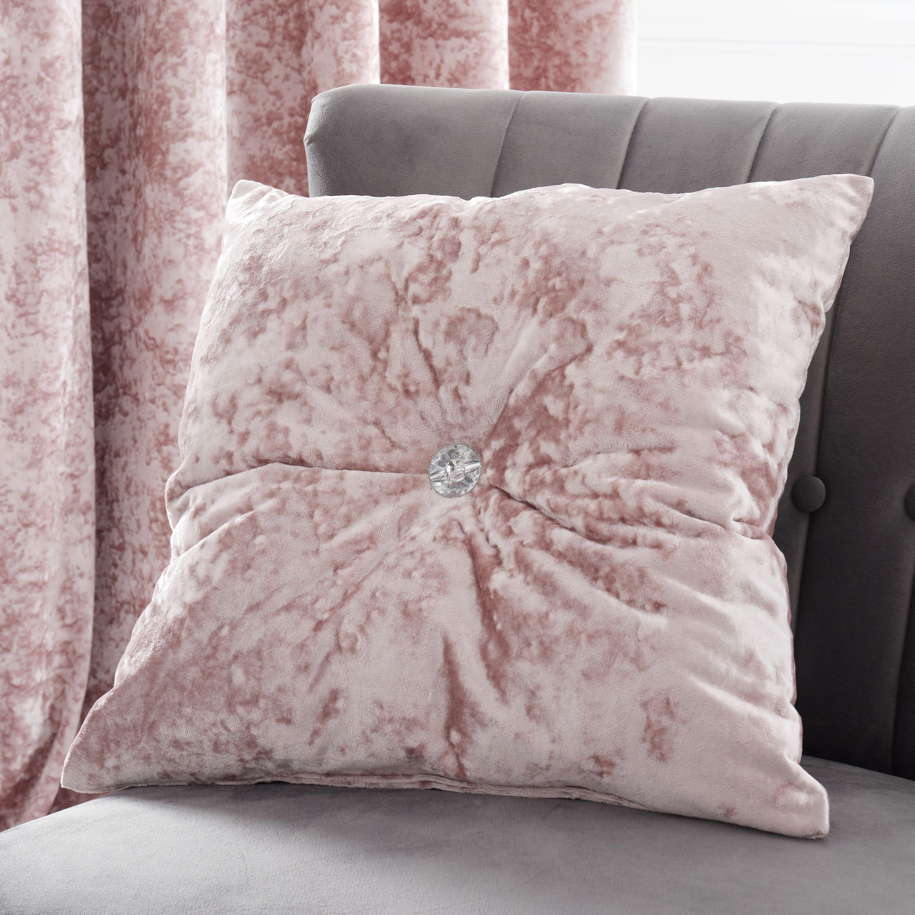 Catherine Lansfield  Crushed Velvet Cushion - Blush Pink - 45x45cm