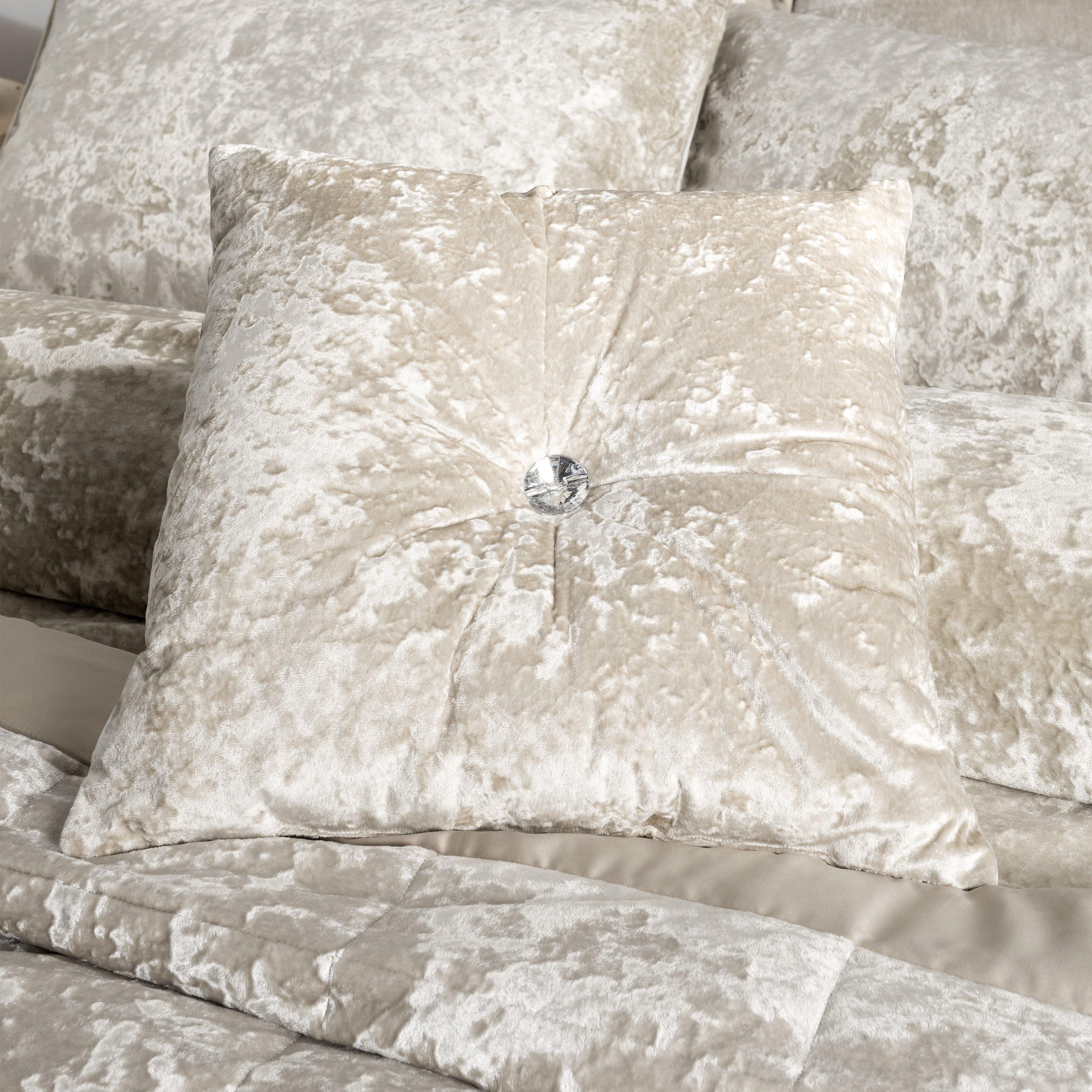Catherine Lansfield  Crushed Velvet Cushion - Natural - 45x45cm