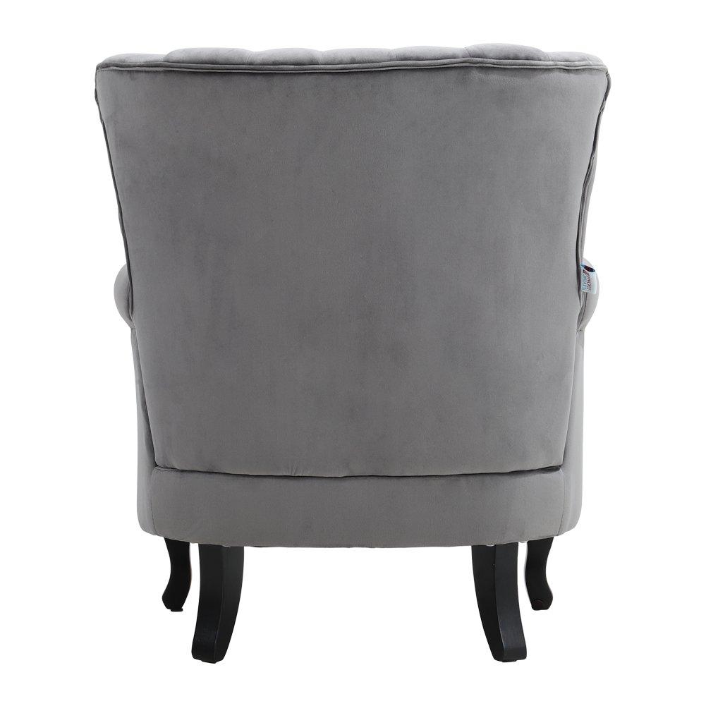 Dark Grey - Kabinet UK - Vintage Velvet Wing Back Armchair with Studs - 7