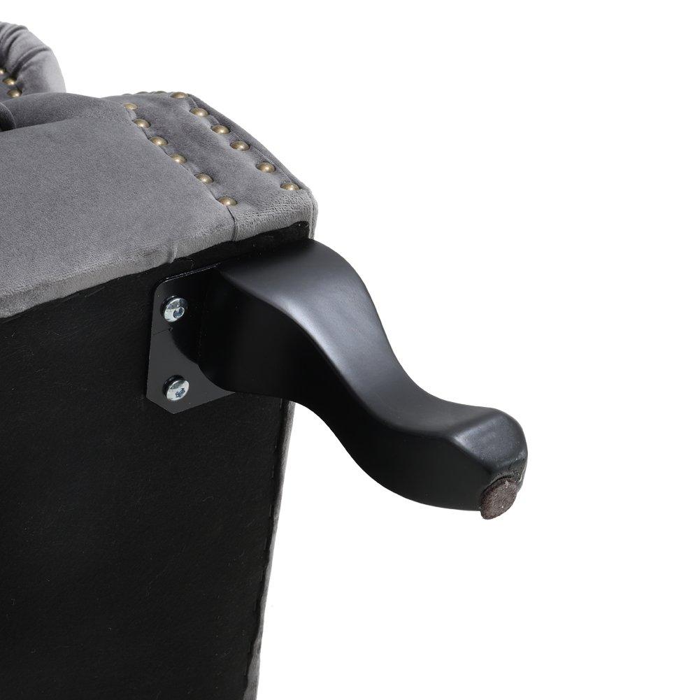 Dark Grey - Kabinet UK - Vintage Velvet Wing Back Armchair with Studs - 9