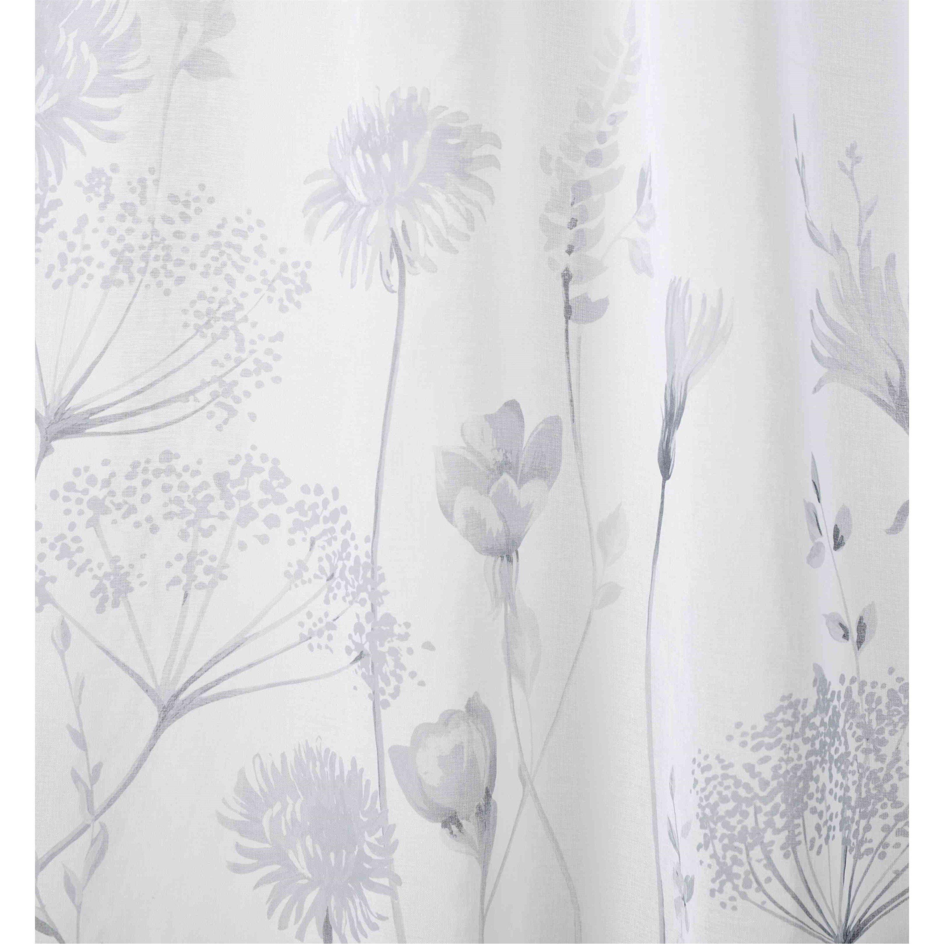 White - Catherine Lansfield - Meadowsweet Floral  Tab Top Voile Curtain Panel - 3
