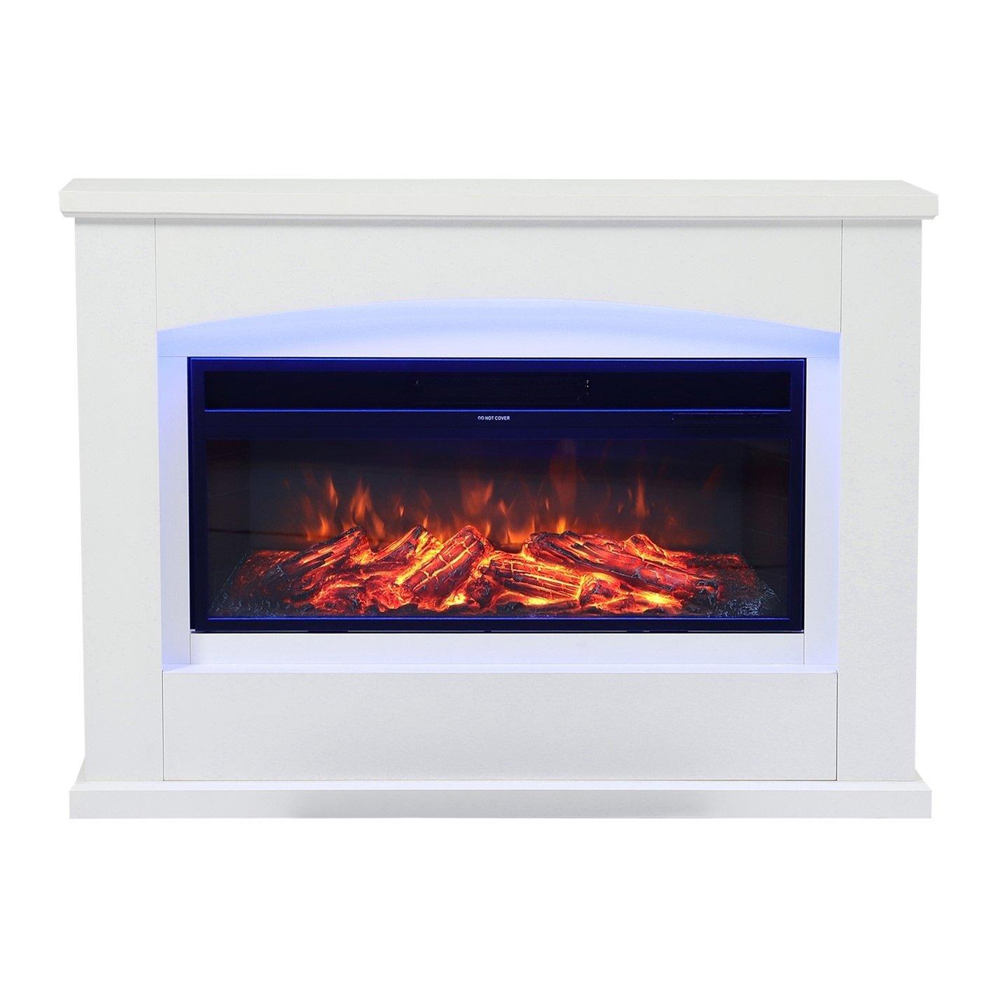White Black - Kabinet UK - 34inch Electric Fireplace with White Wooden Mantel - 3