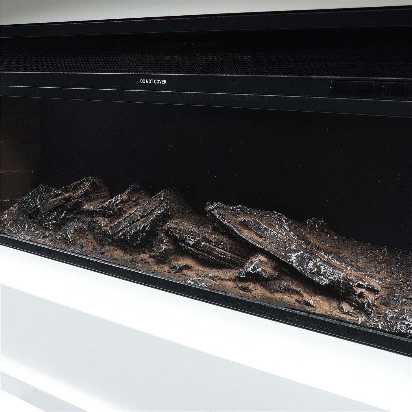 White Black - Kabinet UK - 34inch Electric Fireplace with White Wooden Mantel - 7