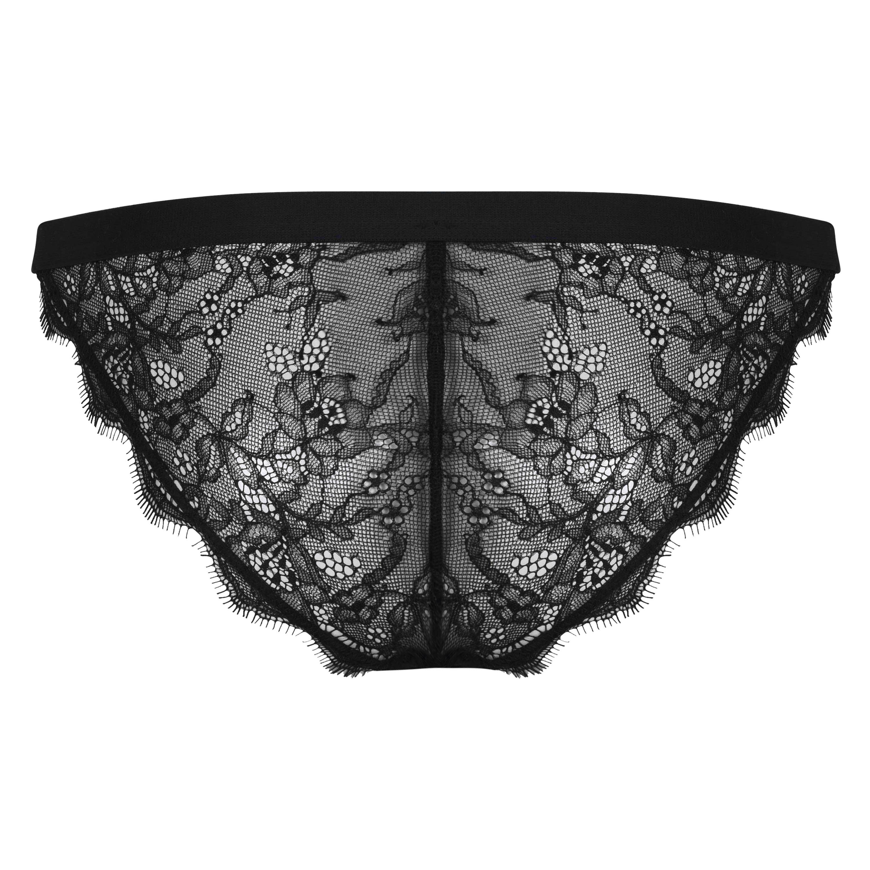 Black - Love Stories - Comfortable Wild Rose Lace Briefs - 2