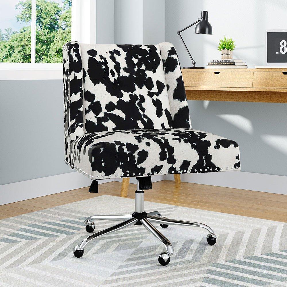 White Black - Kabinet UK - Milk Cow Print Swivel Office Chair - 2