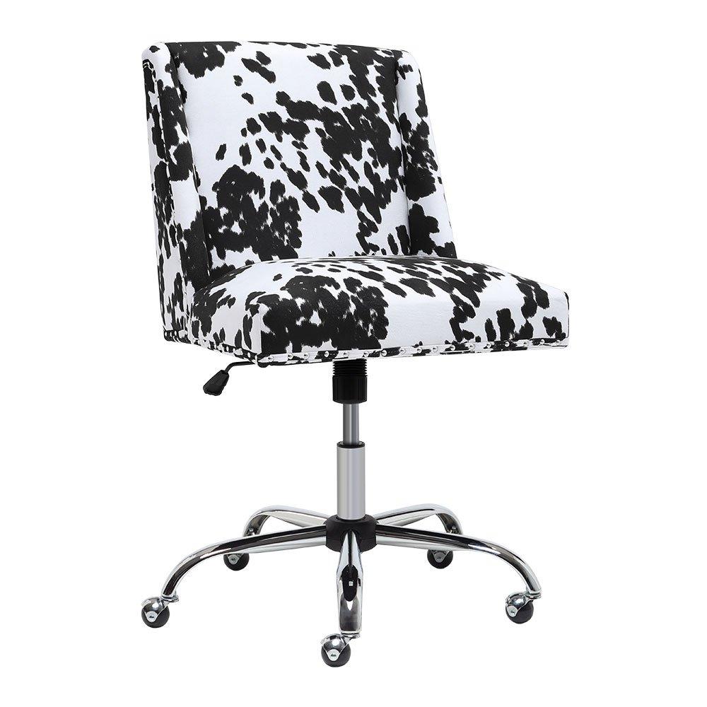 White Black - Kabinet UK - Milk Cow Print Swivel Office Chair - 4