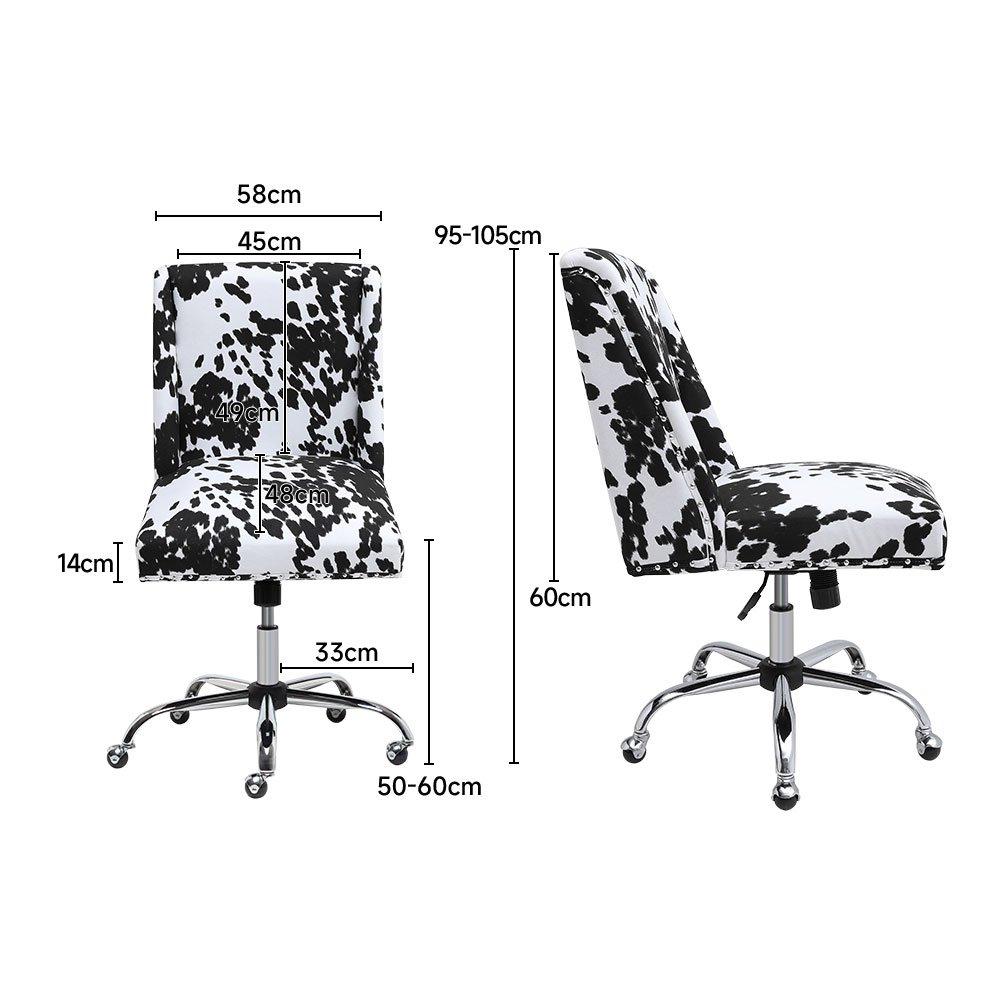 White Black - Kabinet UK - Milk Cow Print Swivel Office Chair - 10