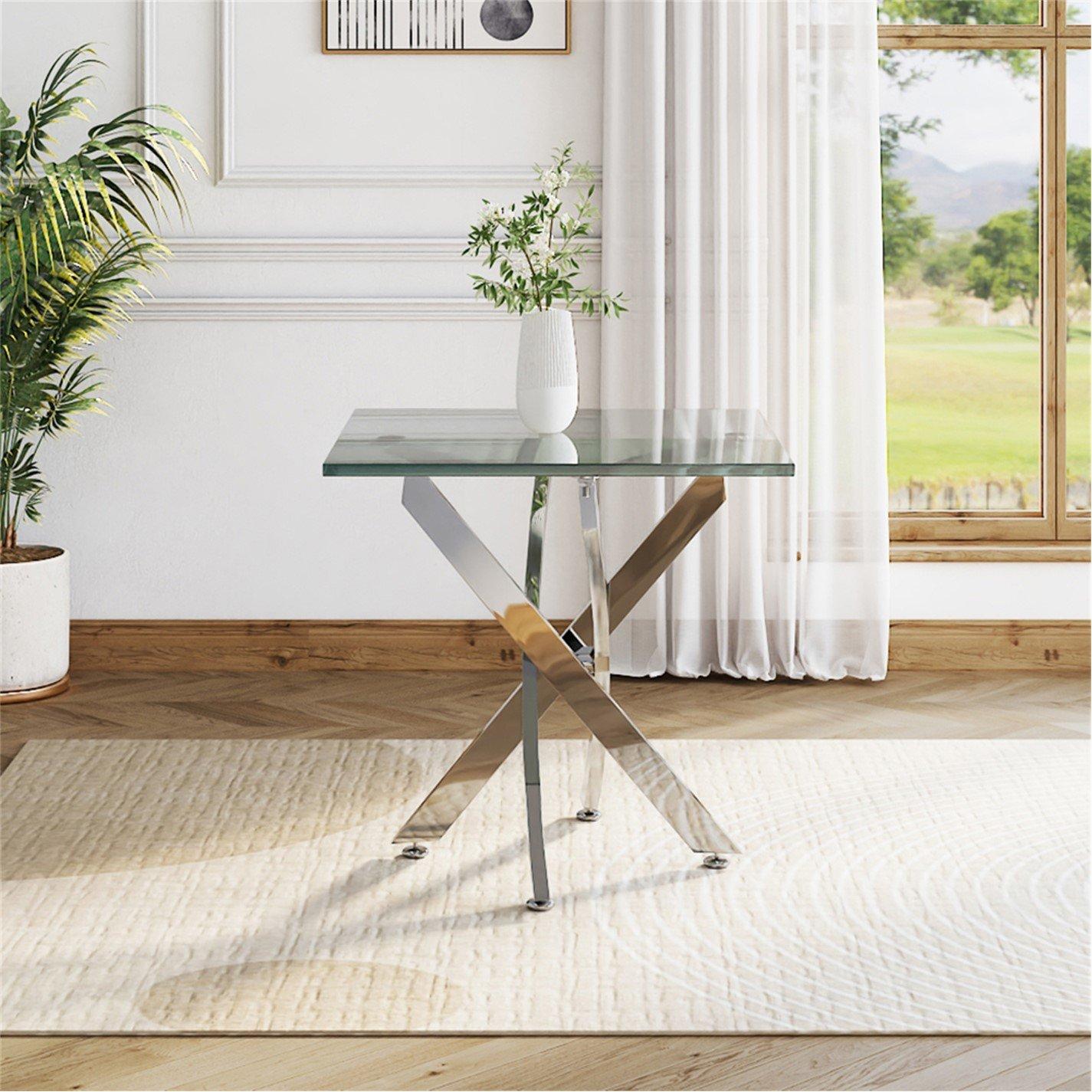 Kabinet Uk  Modern Futuristic Glass Coffee End Table - Silver