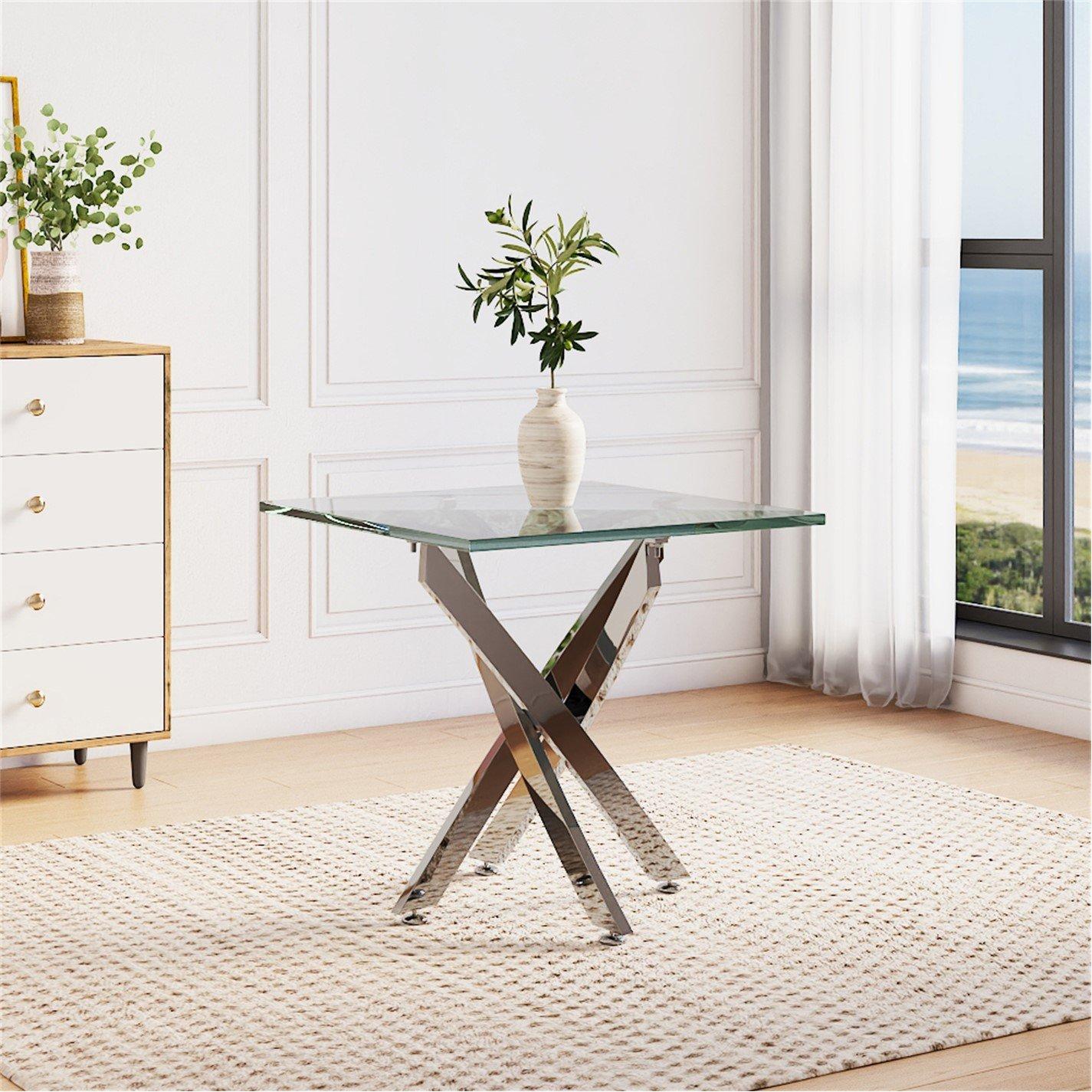 Silver - Kabinet UK - Modern Futuristic Glass Coffee End Table - 2