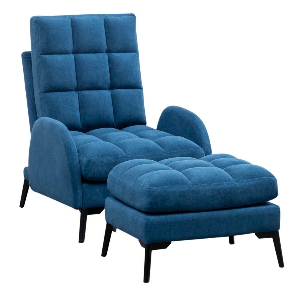 Blue - Kabinet UK - Leisure Recliner Set with Ottoman - 3
