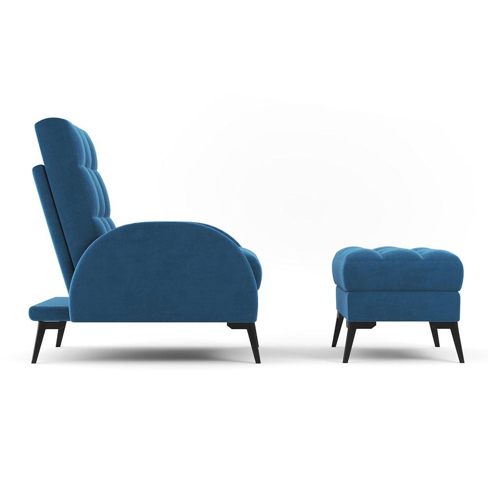 Blue - Kabinet UK - Leisure Recliner Set with Ottoman - 5