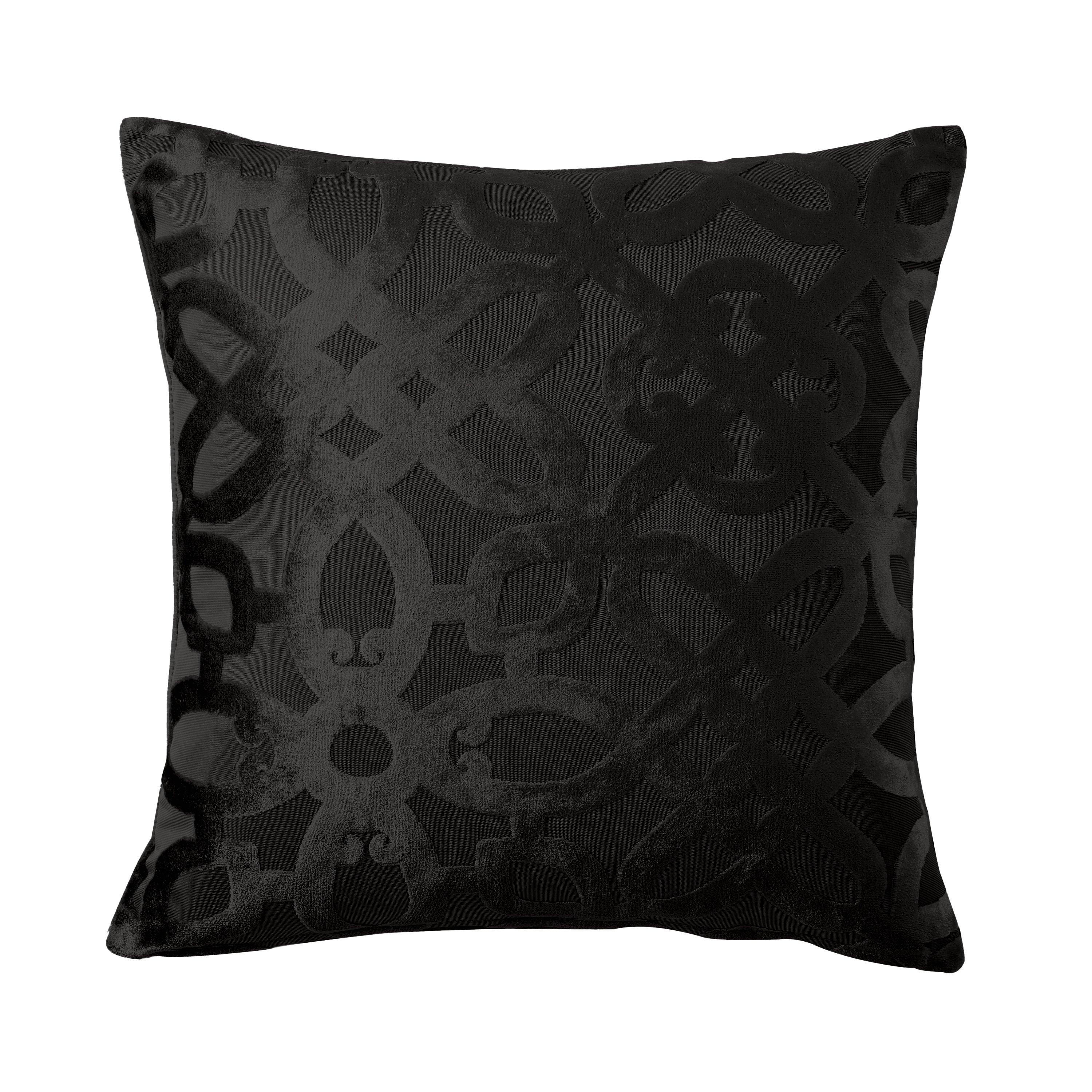 Black - Catherine Lansfield - Lattice Cut Velvet Cushion - 3
