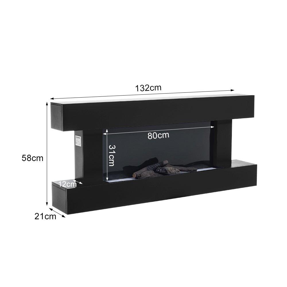 Black - Kabinet UK - 52inch Wall Mounted Electric Fireplace with Remote - 8