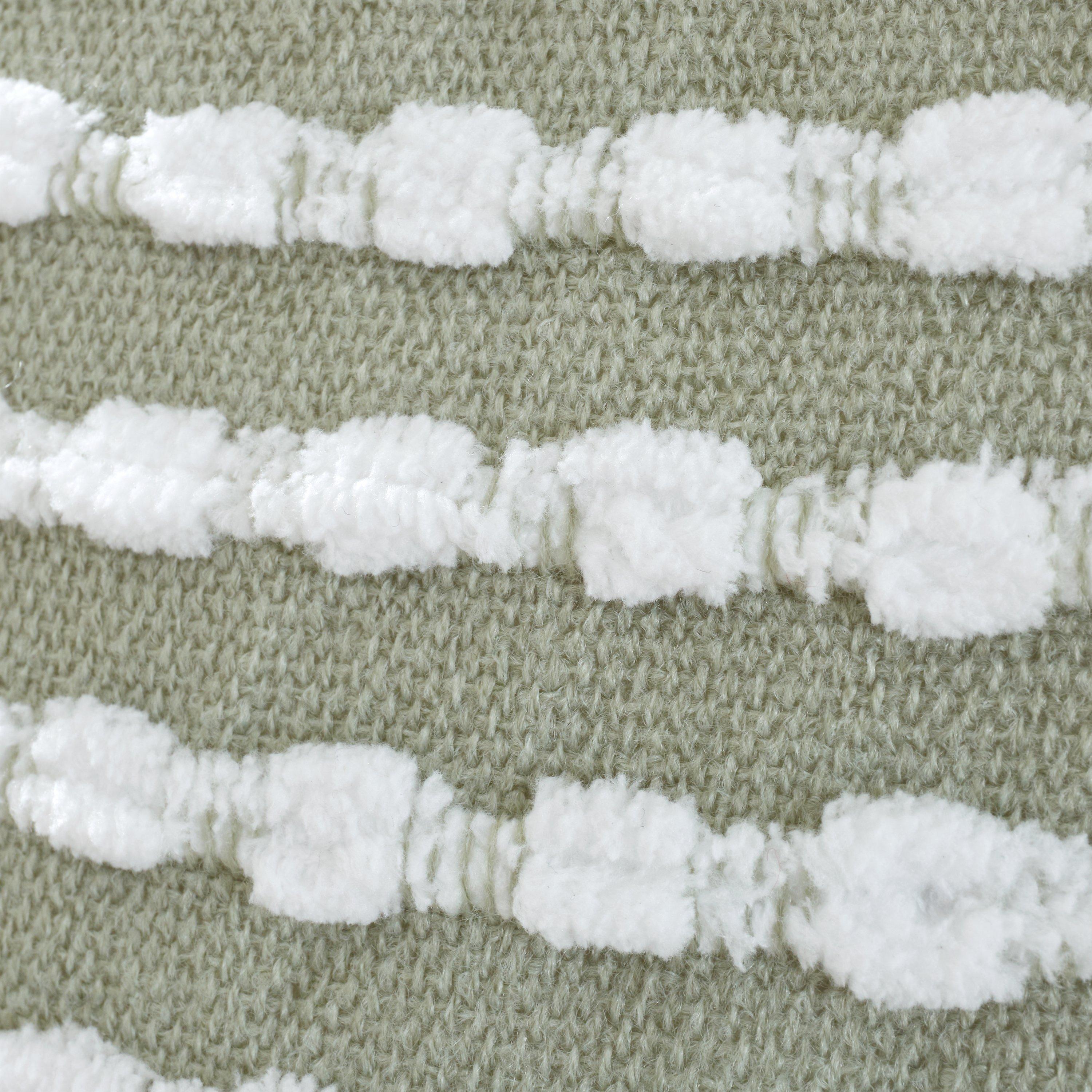 Sage Green - Catherine Lansfield - Stab Stitch Zip Closure 43x43cm Cushion - 3