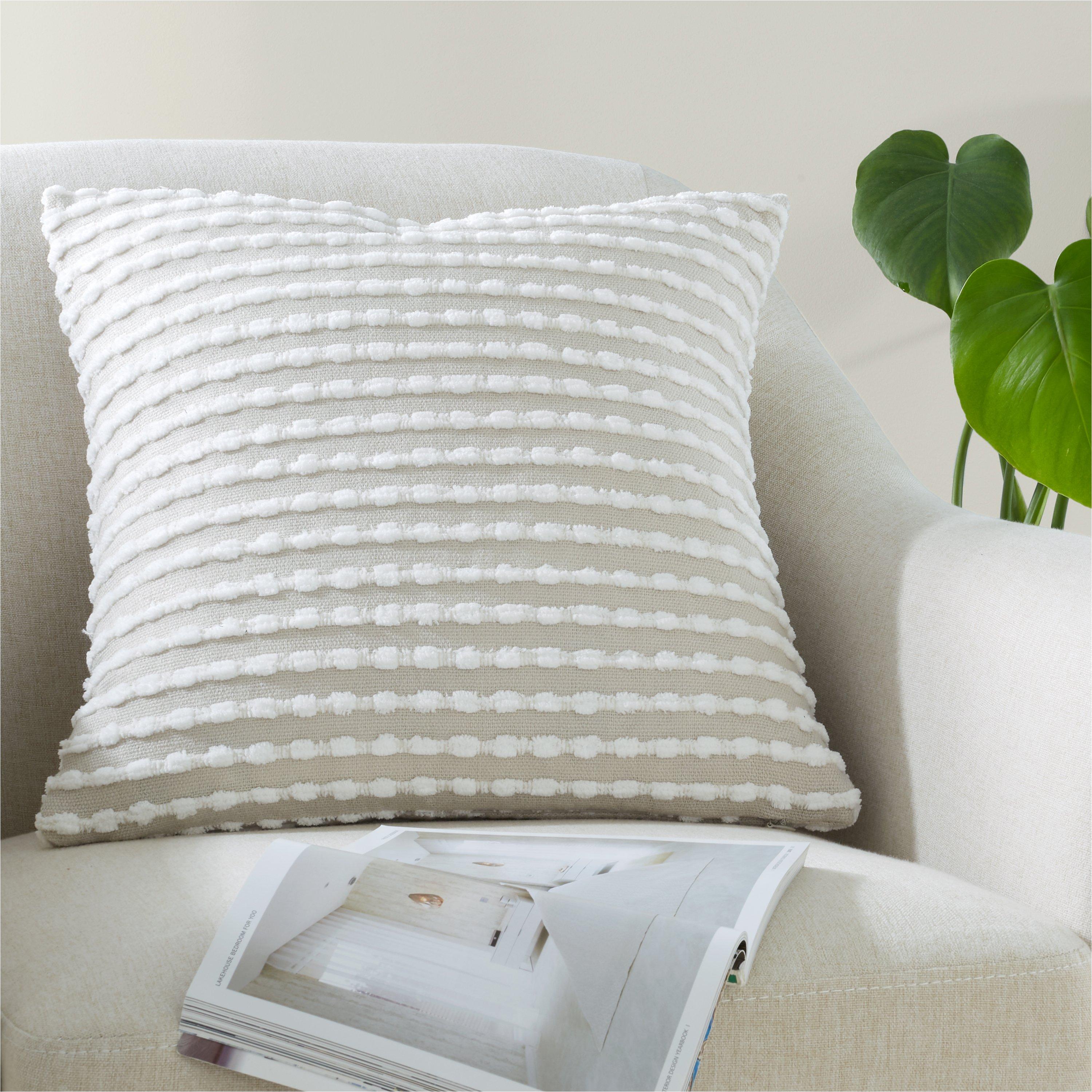 Natural - Catherine Lansfield - Stab Stitch Zip Closure 43x43cm Cushion - 1