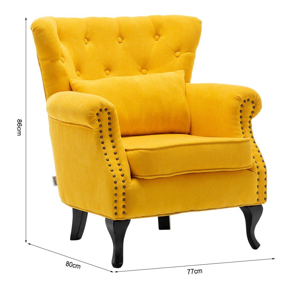 Yellow - Kabinet UK - Upholstered Modern Armchair with Lumbar Pillow - 11