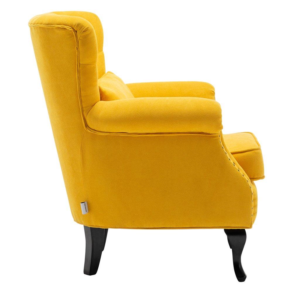 Yellow - Kabinet UK - Upholstered Modern Armchair with Lumbar Pillow - 5