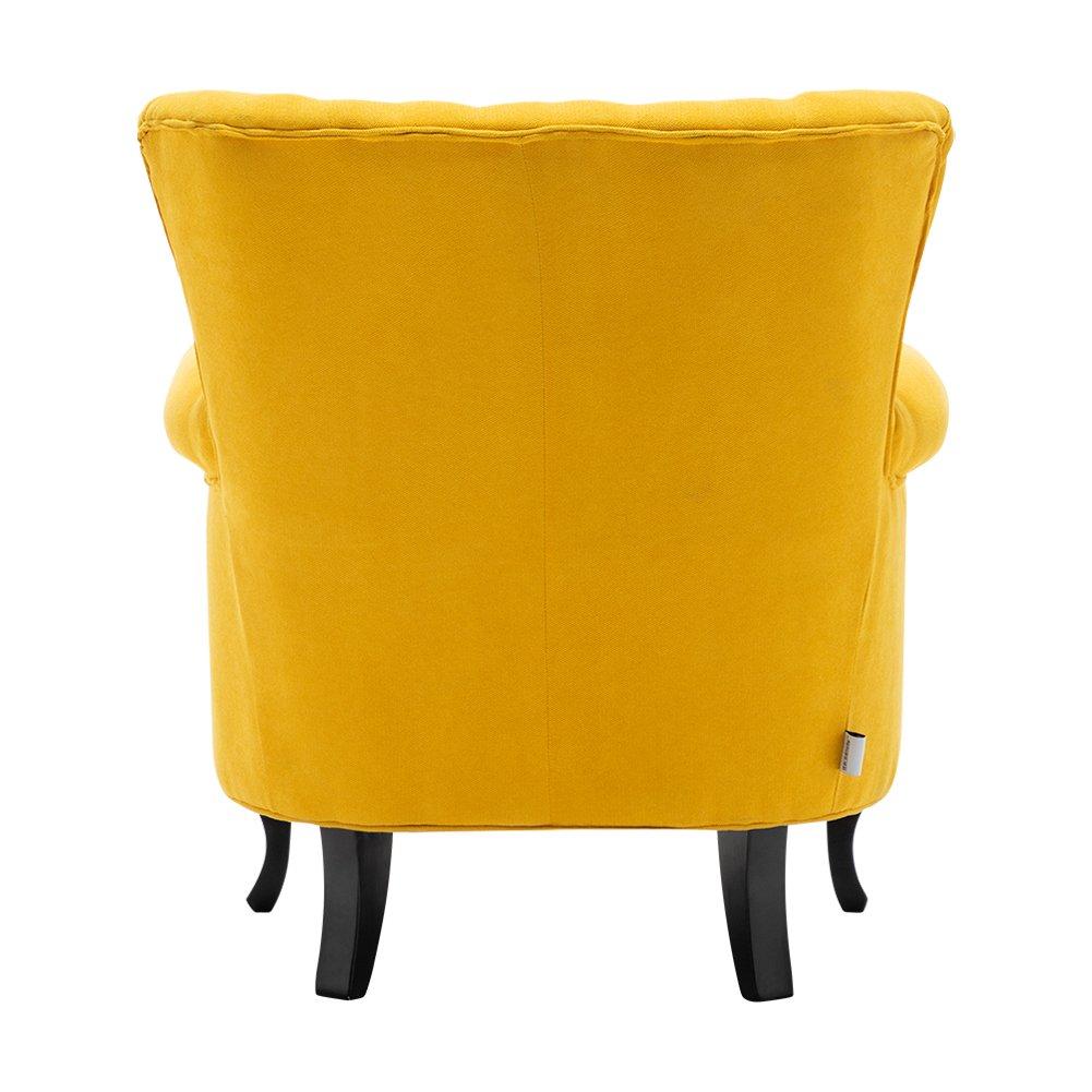 Yellow - Kabinet UK - Upholstered Modern Armchair with Lumbar Pillow - 6