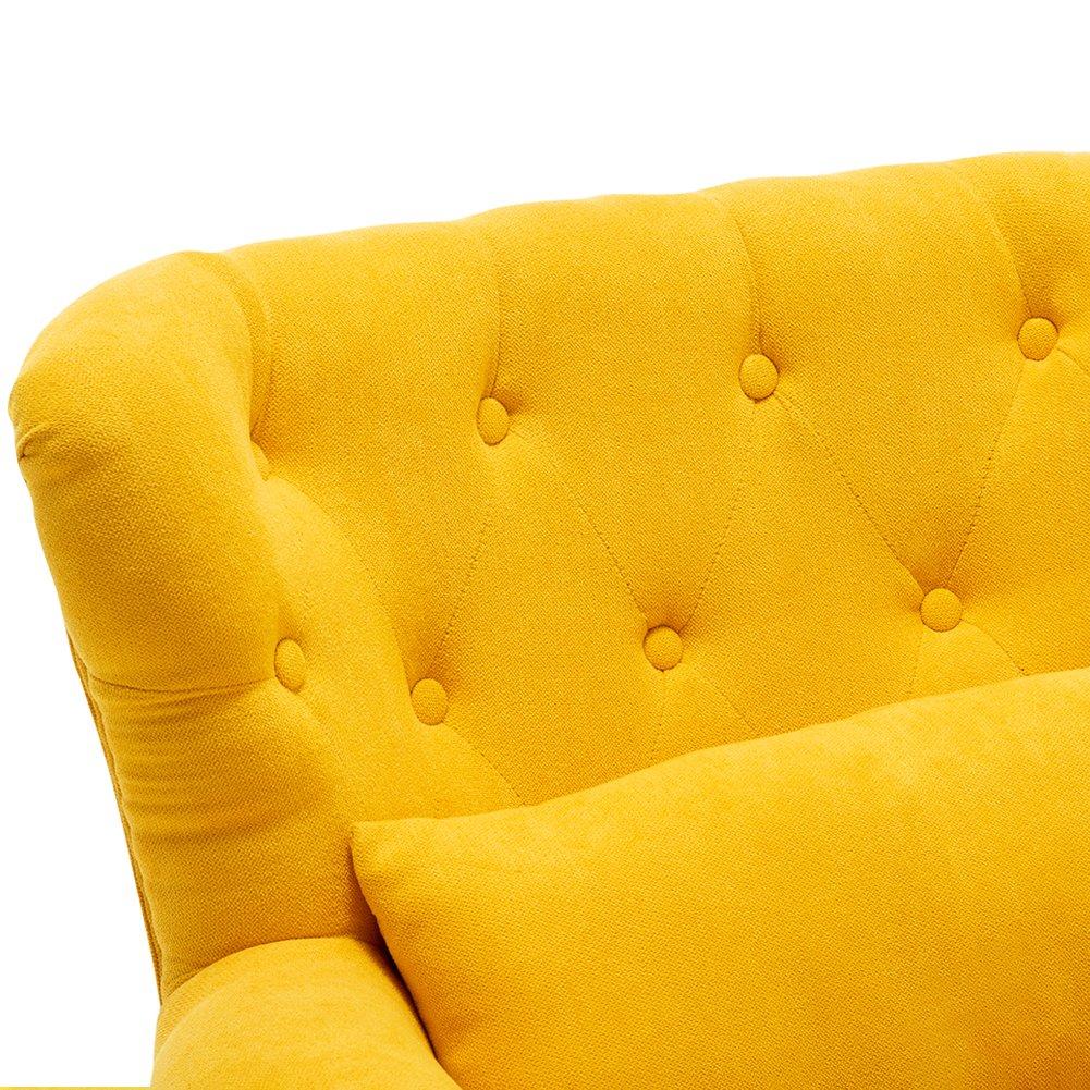Yellow - Kabinet UK - Upholstered Modern Armchair with Lumbar Pillow - 7