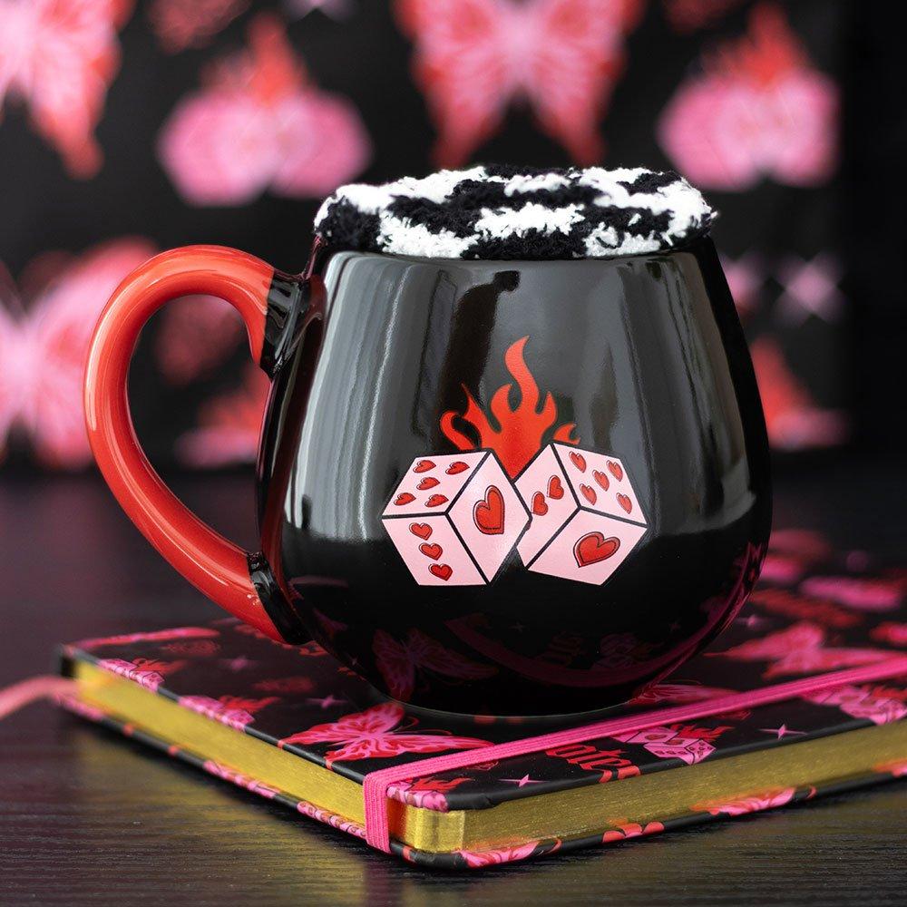 Something Different  Dice Mug And Socks Set Black