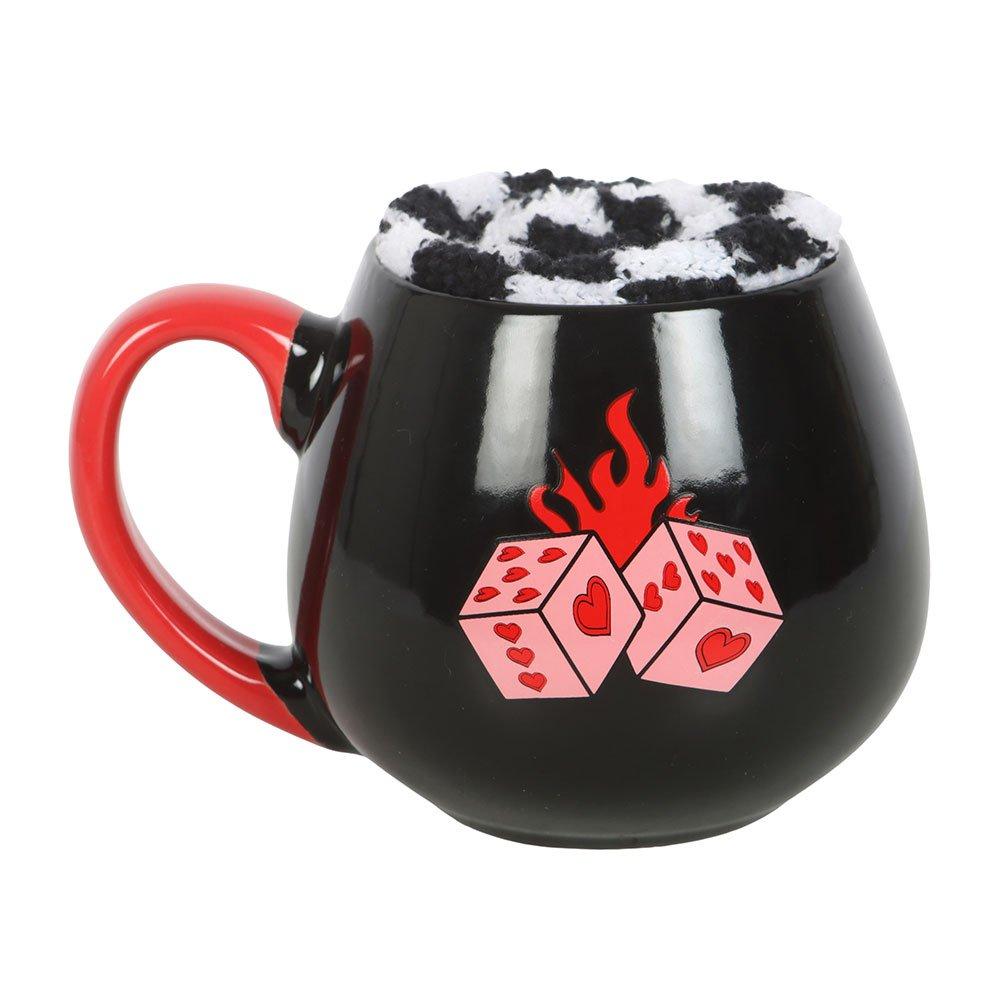 Black - Something Different - Black Dice Mug and Socks Set - 2