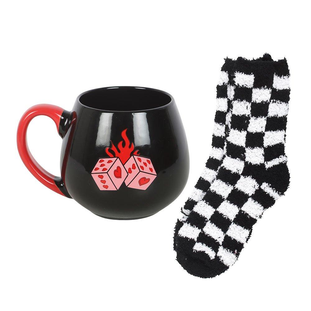 Black - Something Different - Black Dice Mug and Socks Set - 4