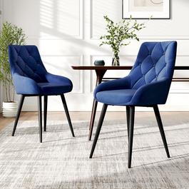 Cottonfy UK Velvet Metal Legs Button Upholstered Dining Chair