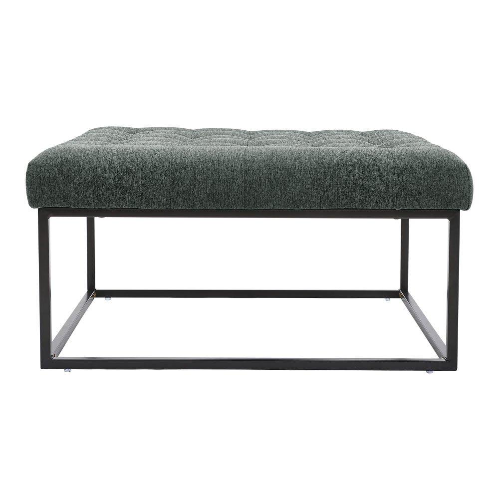 Grey - Kabinet UK - Square Linen Footstool with Metal Frame - 4