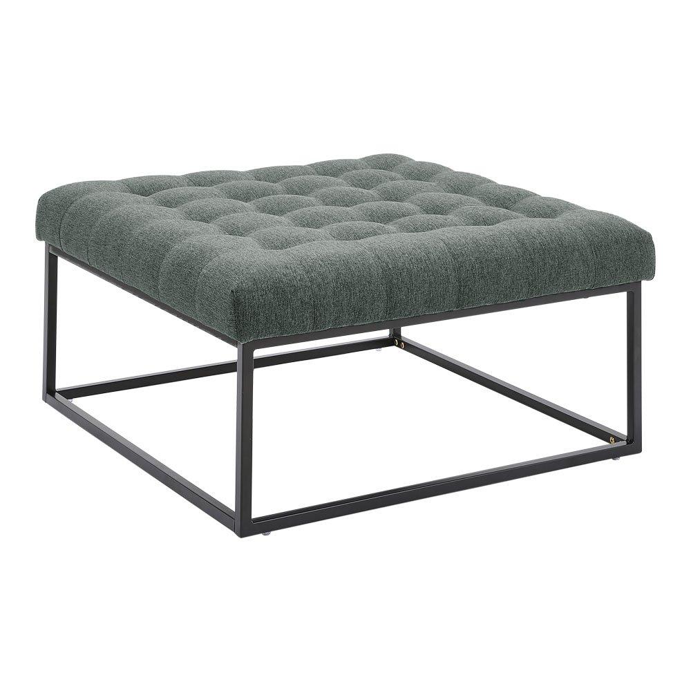 Grey - Kabinet UK - Square Linen Footstool with Metal Frame - 5