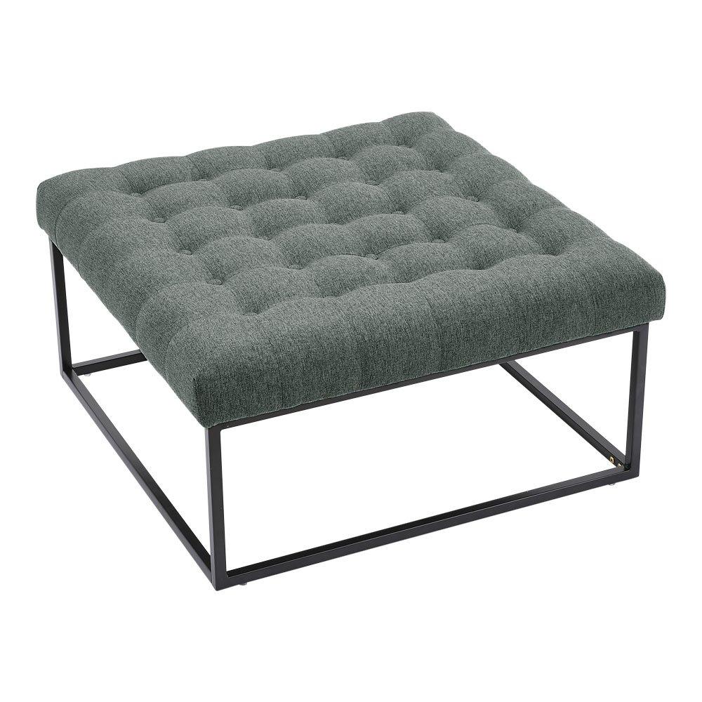 Grey - Kabinet UK - Square Linen Footstool with Metal Frame - 6