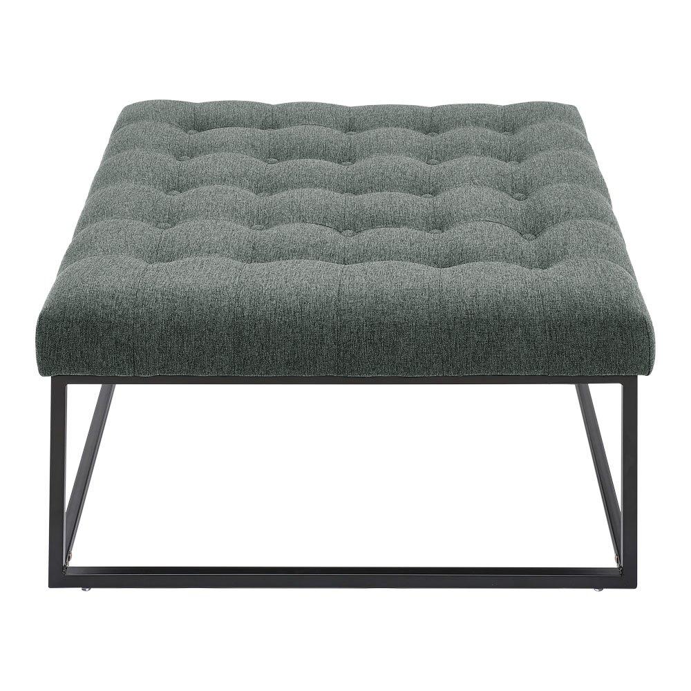 Grey - Kabinet UK - Square Linen Footstool with Metal Frame - 7
