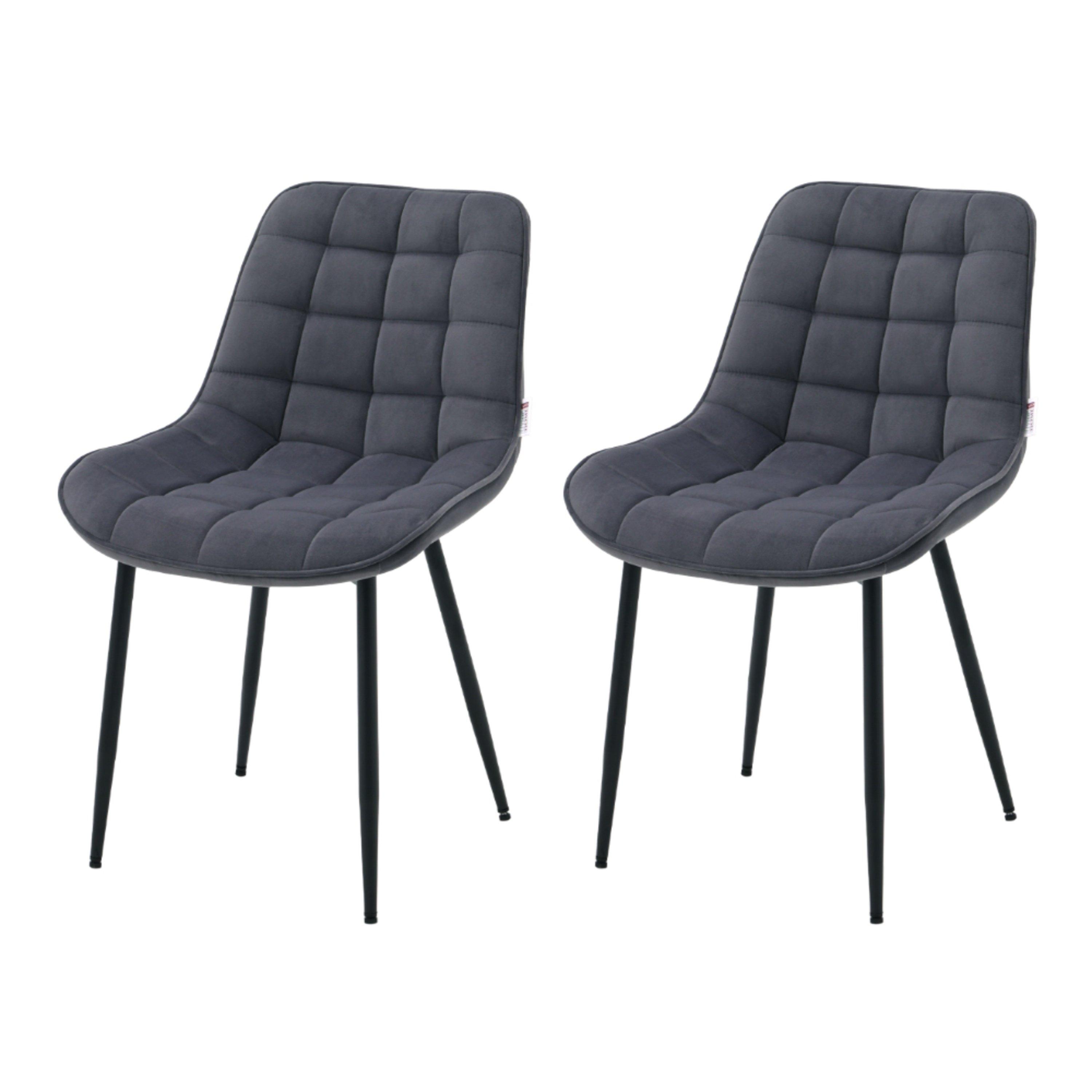 Dark Grey - Kabinet UK - Velvet Upholstered Dining Chairs with Metal Legs - 2