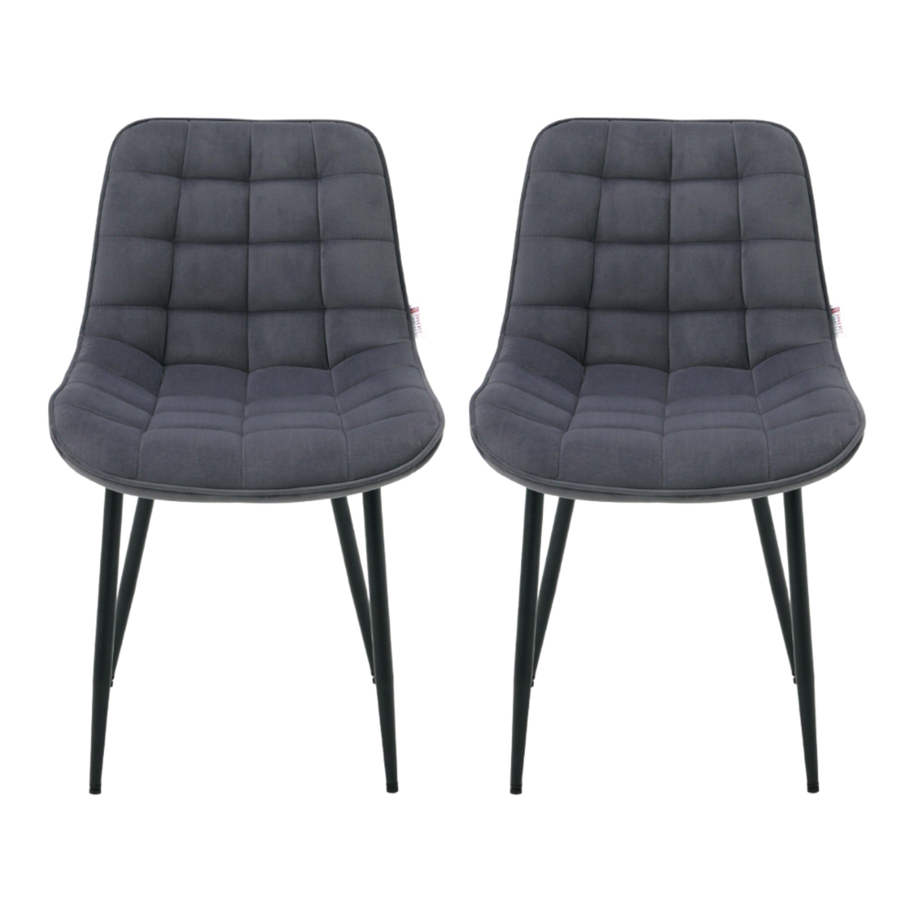 Dark Grey - Kabinet UK - Velvet Upholstered Dining Chairs with Metal Legs - 3